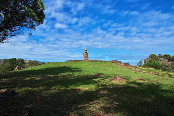 Rapa Nui. The statue Moai in Ahu Huri a Urenga on Easter Island, Chile