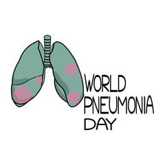 World Pneumonia Day, Schematic representation of human lungs with lesions and a thematic inscription
