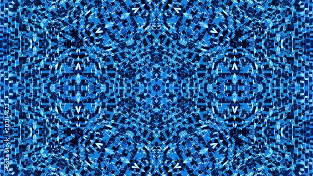 Poster abstract symmetric background with star symmetry. mandala with waves. looped abstract blue liquid ba