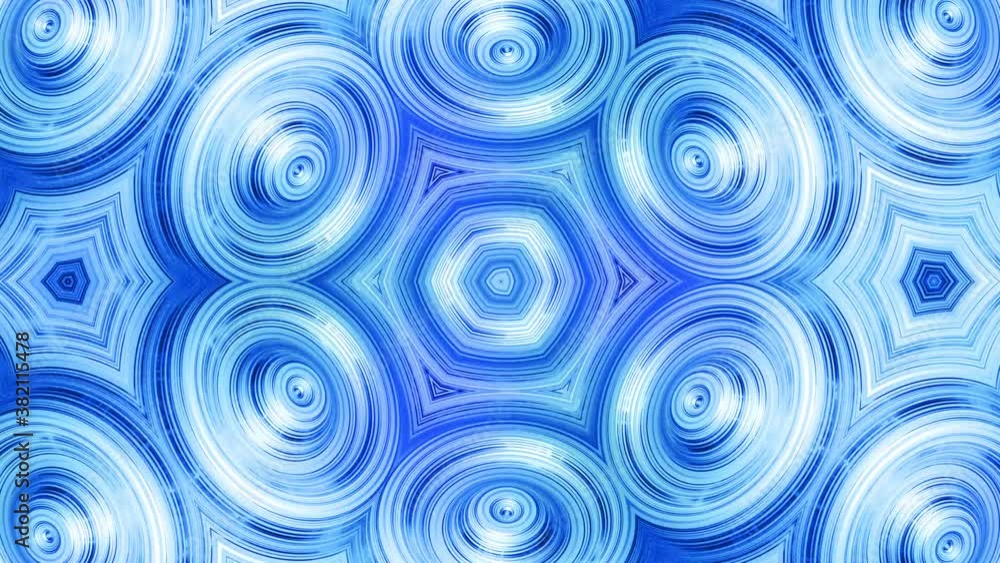 Poster abstract symmetric background with star symmetry. mandala with waves. looped abstract blue liquid ba