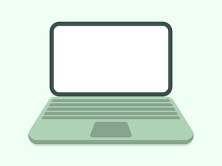 Laptop flat vector illustration. Copyspace. White screen. Space for text