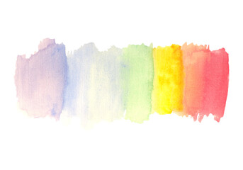 Abstract watercolor hand paint texture isolated on white background. The colors of the rainbow