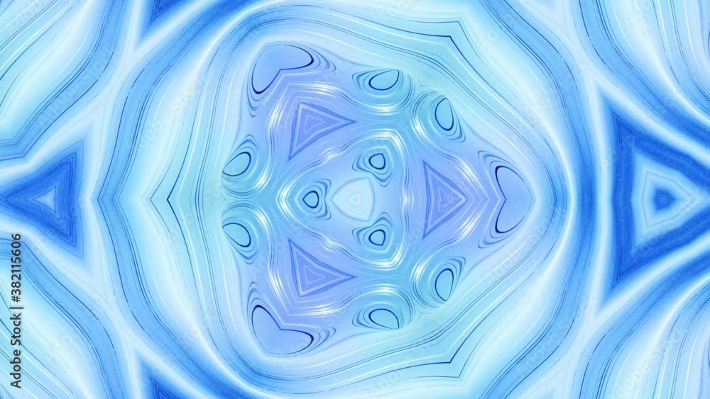 Poster abstract symmetric background with star symmetry. mandala with waves. looped abstract blue liquid ba