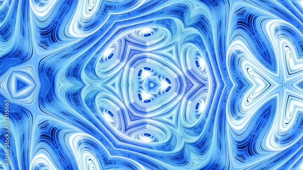 Poster abstract symmetric background with star symmetry. mandala with waves. looped abstract blue liquid ba