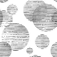 Seamless abstract pattern with circles. Vector illustration on black background.