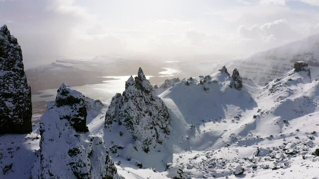 Rock needle 'Old man of Storr', Portree, Isle of the Sky, Scotland