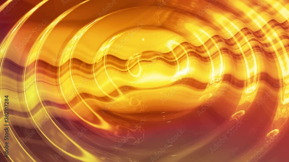 Poster looped abstract background with wavy sparkling golden liquid pattern on shiny glossy surface. viscou