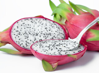 pitaya - dragon fruit on white background