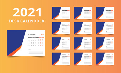 Naklejka premium Desk calendar design 2021 template