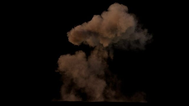 3D special effect, small explosion for scenes such as wars and disasters, the rising smoke