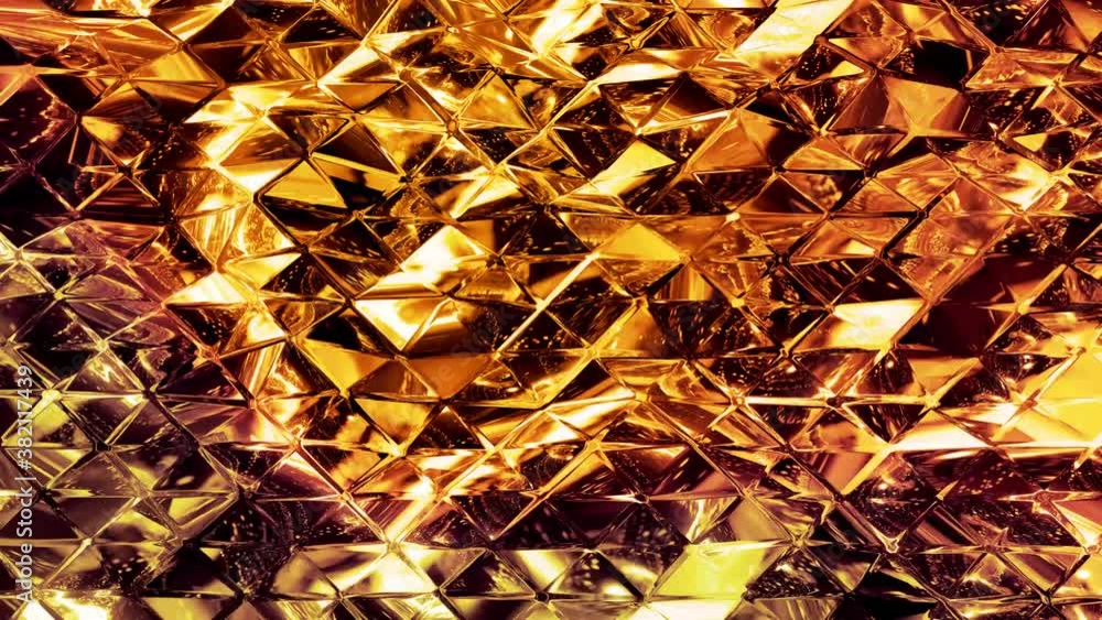 Aufkleber looped abstract background with wavy sparkling golden liquid pattern on shiny glossy surface. viscou
