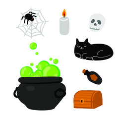 witch accessories on the white background