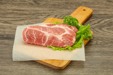 Raw pork meat neck steack