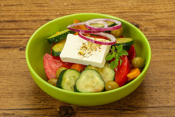Traditional Greek salad with feta cheese