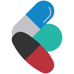 Pain Management Medicines Concept, Pills and Tablets Design Icon Vector, Biological engineering and Biotechnology Symbol on White background  