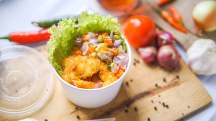 fried chicken with flour and sambal matah bali