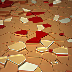 broken golden glass with sharp pieces over background