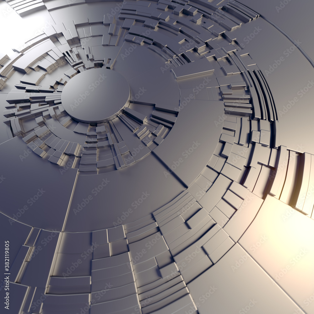 Aufkleber abstract sci-fi metallic round pattern. modern geometric composition. 3d rendering digital illustrat