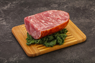 Beef ham piece over board