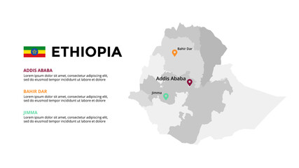 Ethiopia vector map infographic template. Slide presentation. Global business marketing concept. Color country. World transportation geography data. 