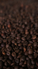 Close-up of coffee beans background with focus selected