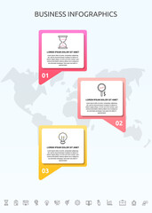 Infographics charts with 3 steps, labels. Vector template used for diagram, business, web, banner, workflow layout, presentations, flowchart, info graph, timeline