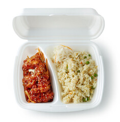 chinese food in take away plastic box