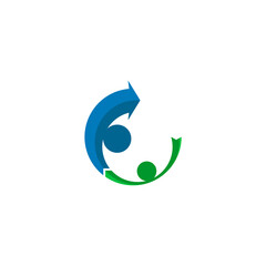 Obraz premium logo of two people forming a circle with arrows