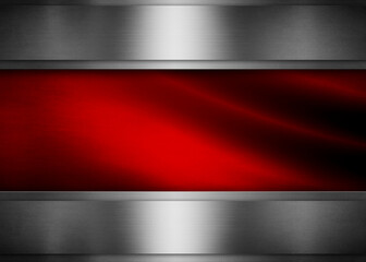 Steel metal template on red background 3d illustration