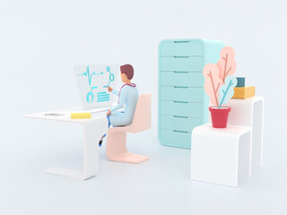 Healthcare series: Cardiologist specialist at work. 3d render