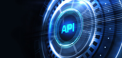 API - Application Programming Interface. Software development tool. Business, modern technology, internet and networking concept.