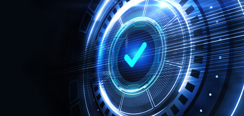 Standard quality control. Certification. Business, technology, internet and networking concept.