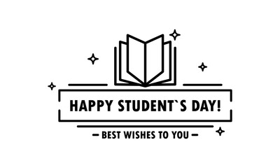 Naklejka premium Happy student s day icon in black. Education. University life. Vector on isolated white background. EPS 10