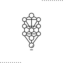 The kabbalistic idea of the structure of our world, neural network vector icon in outline