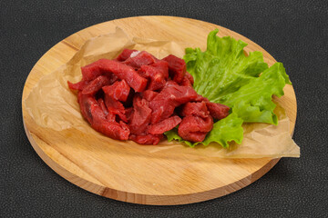 Raw beef meat sliced for cooking
