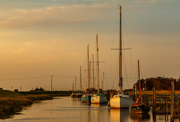 Boats on the River Steeping at Gibraltar Point Lincolnshire.