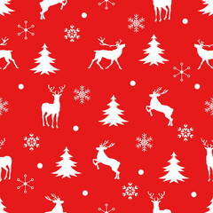 Seamless Christmas pattern with reindeer. Vector illustration