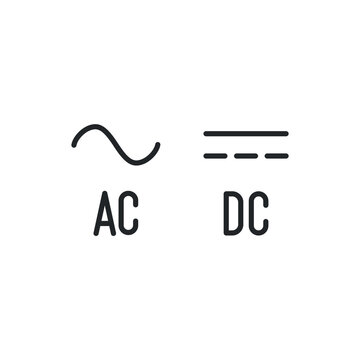 Direct and Alternating Current DC and AC Symbol Sign icon. Potential difference supply. Voltage transformer in cell battery energy. Line style. Vector illustration. Design on white background. EPS 10