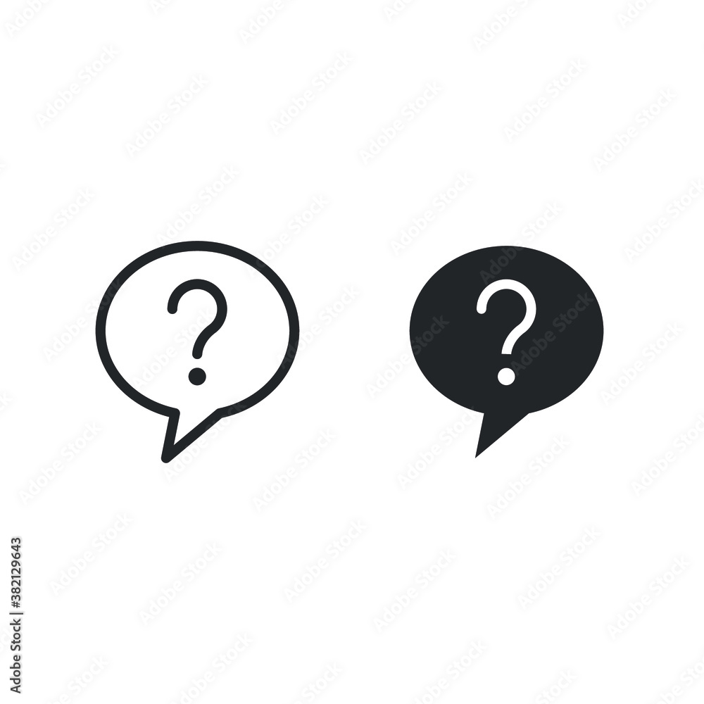 Aufkleber faq line and glyph. question mark in bubble. chat communication button for helpdesk information symb