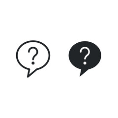 FAQ line and glyph. Question Mark in Bubble. Chat communication button for Helpdesk information symbol. Ask idea or speech suggestion. Vector illustration. Design on white background. EPS 10