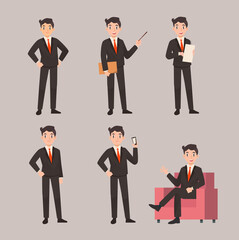 business man pose flat illustration