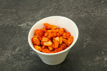 Chili peanut snack in the bowl
