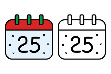 Christmas calendar icon on white background, vector illustration