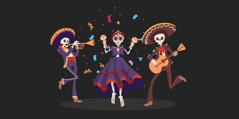 Halloween Dia De Los Muertos Holiday. Traditional Mexican Day Of Dead
