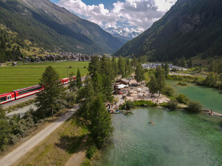 The lake at Tasch near Zermatt on the Swiss alps