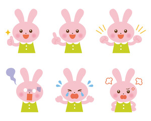 Obraz premium うさぎ 表情 イラストセット