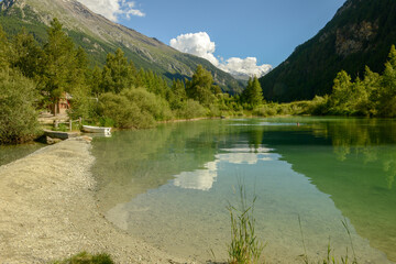 The lake at Tasch near Zermatt on the Swiss alps