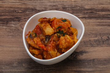 Chicken with oyster sauce and vegetables