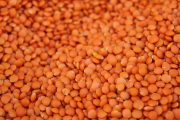 food background lentils peas or other cereals green, orange brown close-up