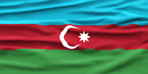 Azerbaijan National Day. Azerbaijan Flag with stripes and national symbols. Azerbaijan Democratic Republic.
